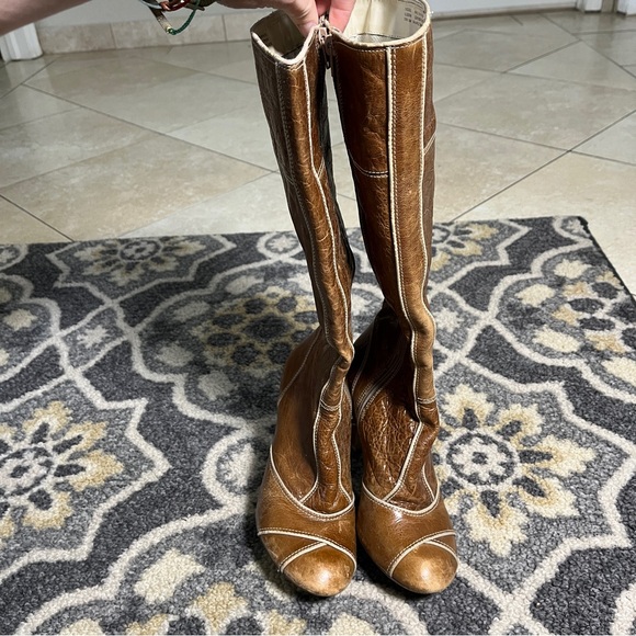 Dr. Scholl’s Brilliance Knee High Boots Brown Leather 2000s Y2K Retro Heeled 10 - Picture 7 of 14